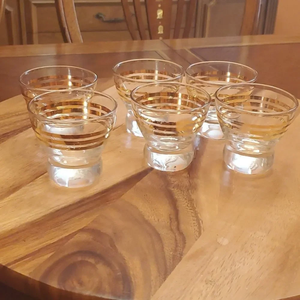 6 Gold lined shot glasses